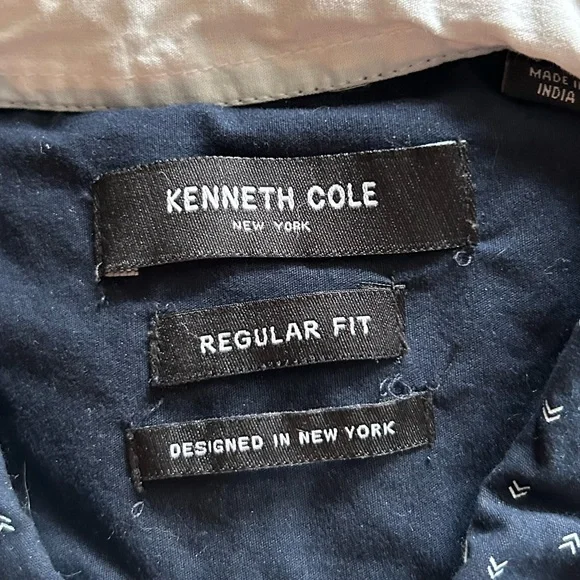 Kenneth Cole,Navy Geometric Print Button Down Shirt, 2XL, nice style - Picture 7 of 8